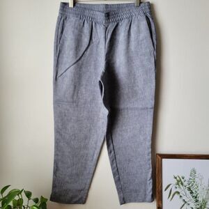 EUC LAND'S END LINEN BLEND DENIM STYLE SOFT SLIM LEG PANTS SZ 10 / M
